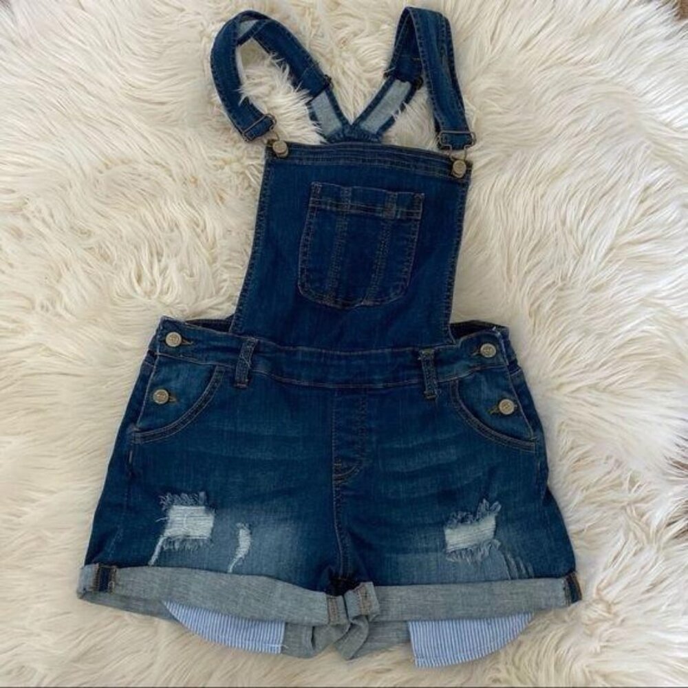 Wax Denim Distressed Blue Overalls